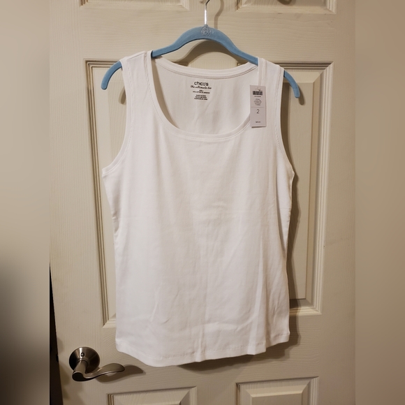 NWT set of TWO Chico's Basic Knit Tanks in Black and White Size 2 - Picture 5 of 9